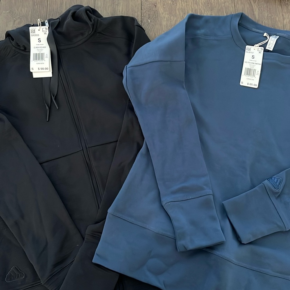Adidas BUNDLE: zip up hoody & soft sweatshirt- golf- NWT- small